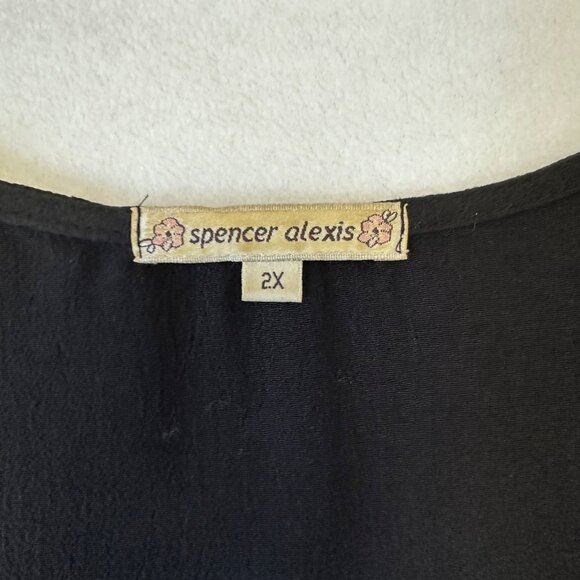 Spencer Alexis Y2K Kimono Top Size 2X Tan Black Floral Lace Velvet Fairy READ - Picture 5 of 16